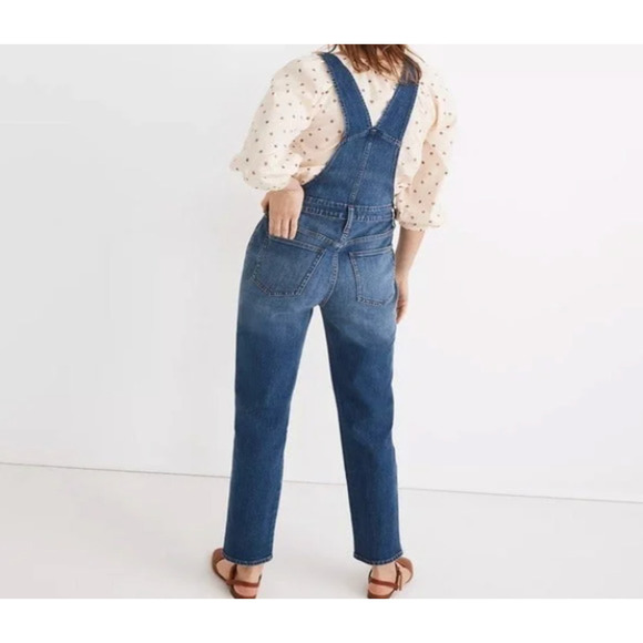 NWT MADEWELL Stovepipe Overalls Women Large Cosman Wash Blue Denim Skinny Jeans - Picture 2 of 13